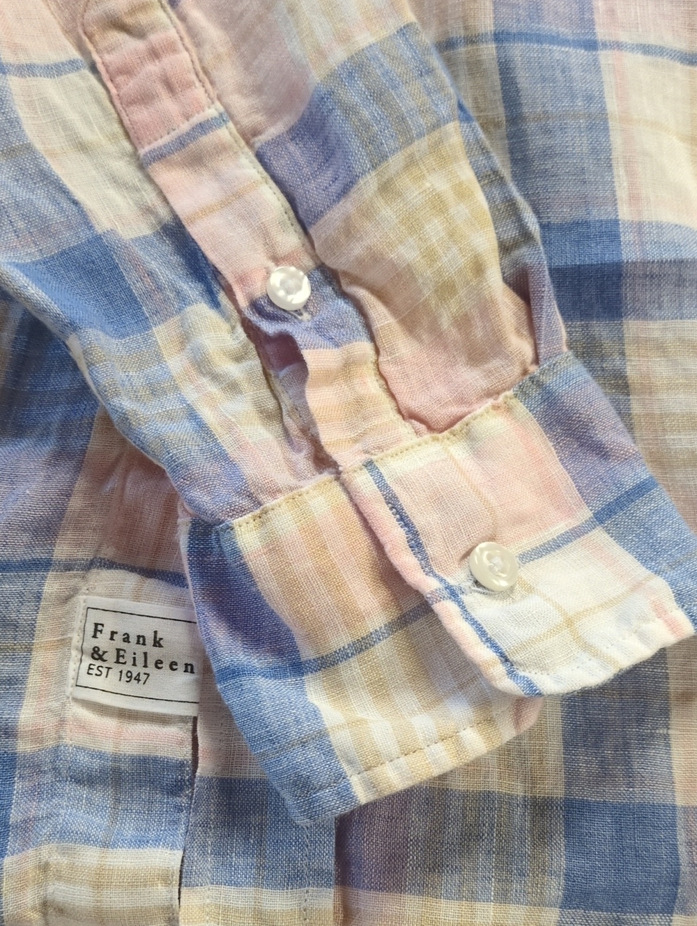 Frank & Eileen "Eileen" Long Sleeve Pastel Linen Relaxed Button Shirt Size Small - Picture 9 of 12